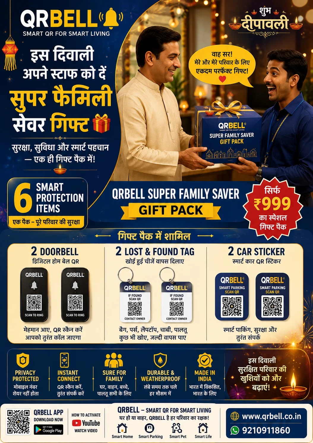 इस दिवाली कर्मचारियों को दें ऐसा गिफ्ट, जो पूरे परिवार की सुरक्षा करे – QRBELL Super Family