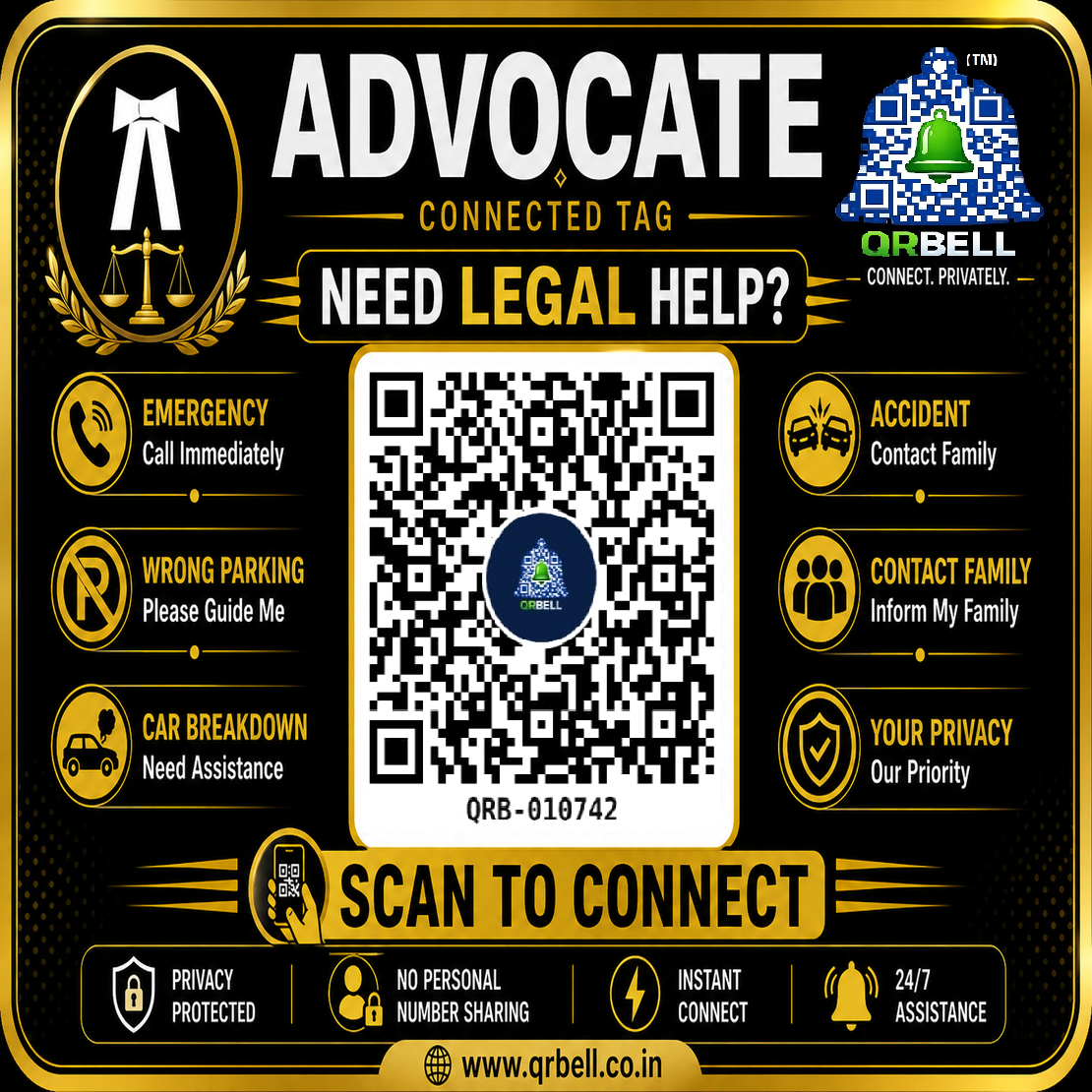 QR BELL- ADVOCATE CAR SECURITY TAG