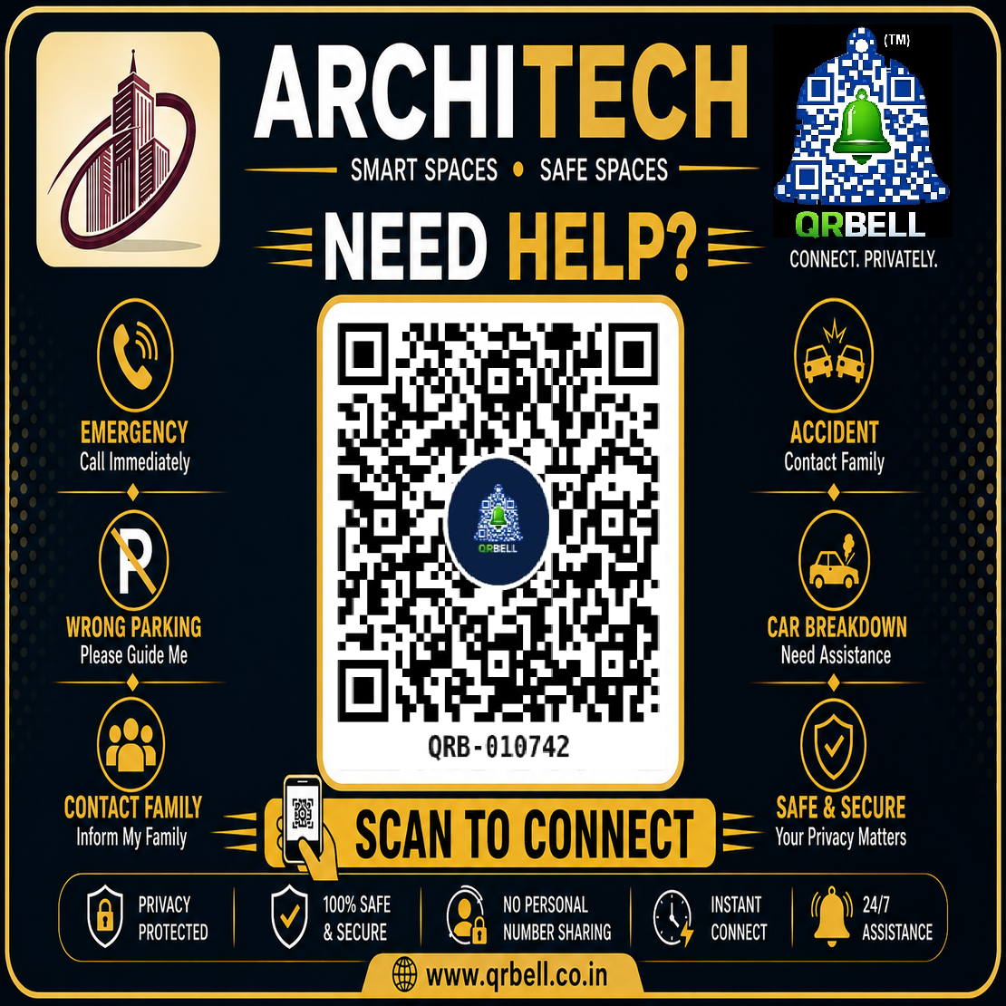 QR BELL - ARCHITECH CAR SECURITY TAG